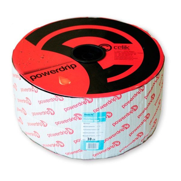 Капельная лента Presto-PS эмиттерная Powerdrip капельницы через 30 см, расход 2.2 л/ч, длина 2500м (PD-30-2500)