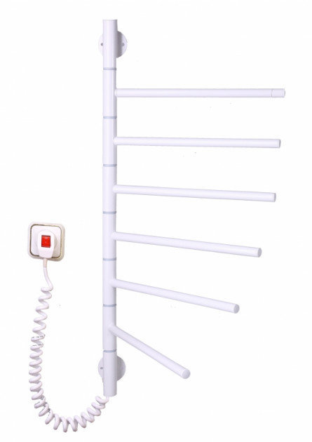 Элна Вертикаль-6 поворотная Белая с регулятором t полотенцесушитель